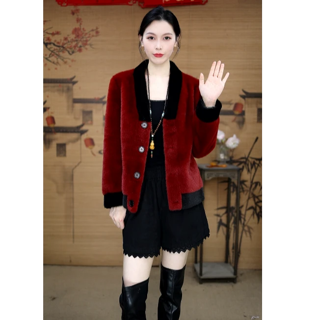 【蓝夫人家】短款外套显瘦气质秋冬款时尚25809