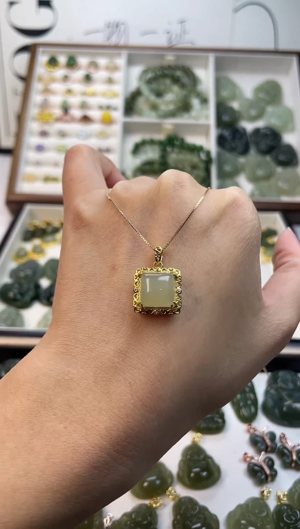 吊坠(不含链)银S925镶嵌和田玉吊坠(不含链) 银S925镶嵌 和田玉