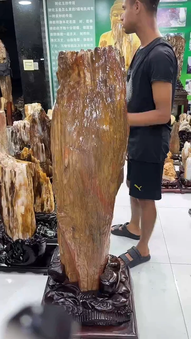 缅甸天然树化玉摆件