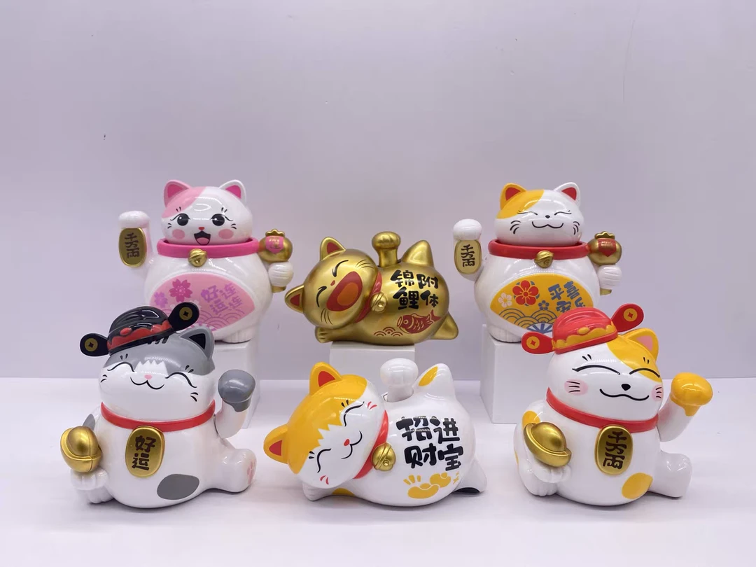 新款开运招财猫桌面摆件办公室摆件招手礼物汽车摆件