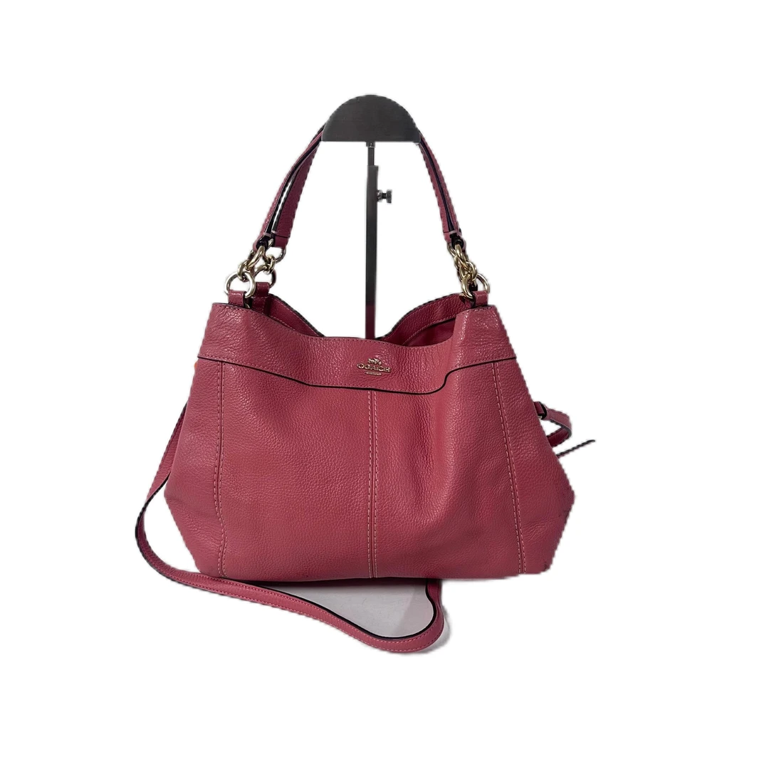 95新 COACH/蔻驰 胭脂红全皮单肩斜挎腋下水桶包 AF-100107-B