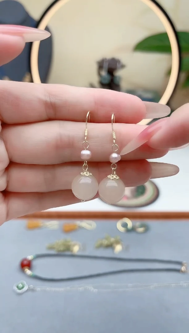 银S925镶嵌淡水珍珠耳饰660