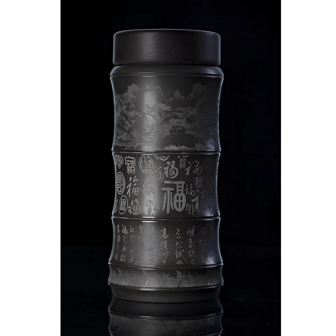 【新款百福】宜兴紫砂便携杯石黄竹节百福紫砂杯