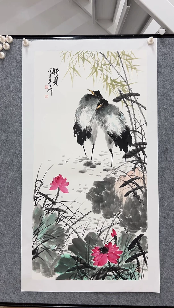 国画李文峰三尺整张花鸟