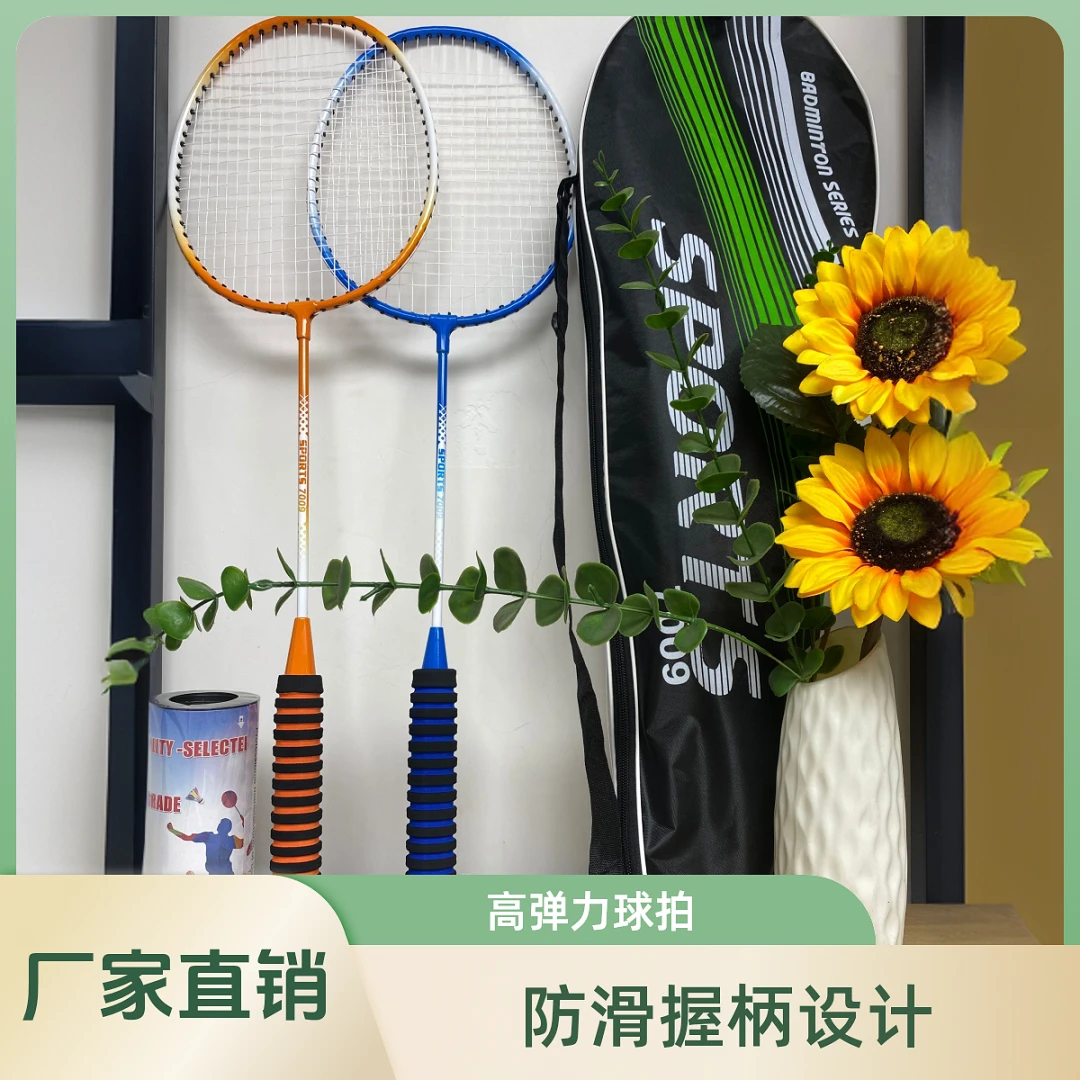 （工厂直销）新款成人羽毛球拍套装男女耐磨型儿童初学双拍耐打训练