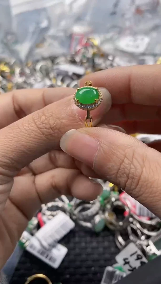 银S925镶嵌戒指翡翠11-11---2