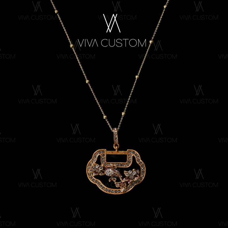 铜合金合成锆石项链 新中式系列 中国风梅花如意项链