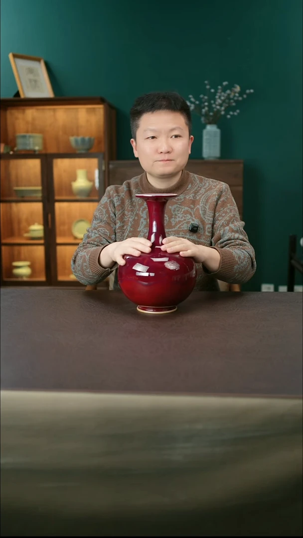 其他钧瓷纯红大鼓腹瓶30