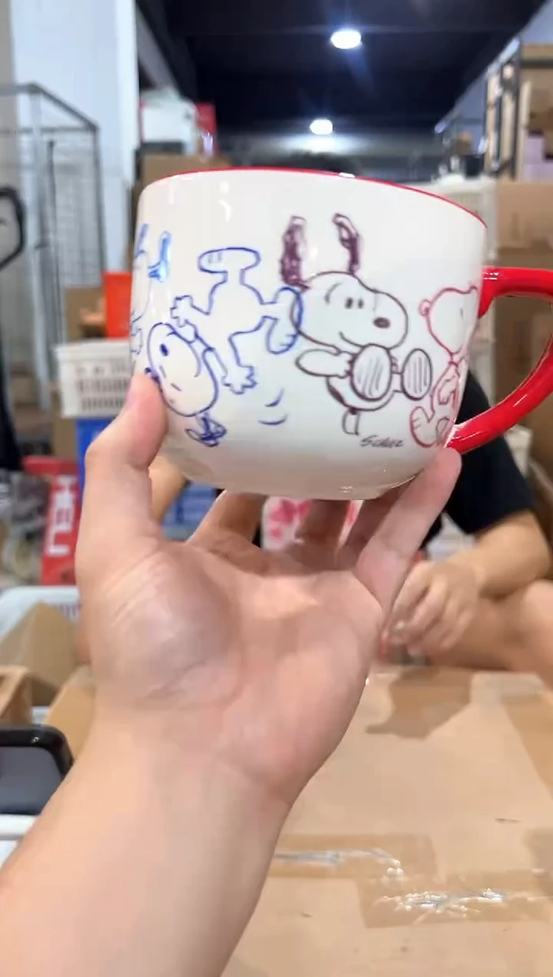 瓷片史努比七彩早餐杯