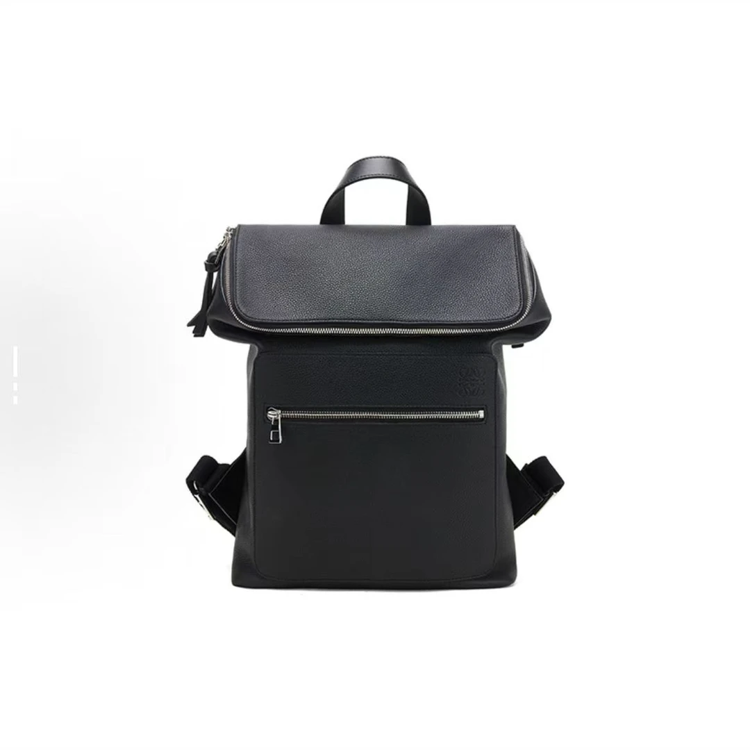99新 LOEWE/罗意威 Goya黑色颗粒牛皮 背包 双肩包
