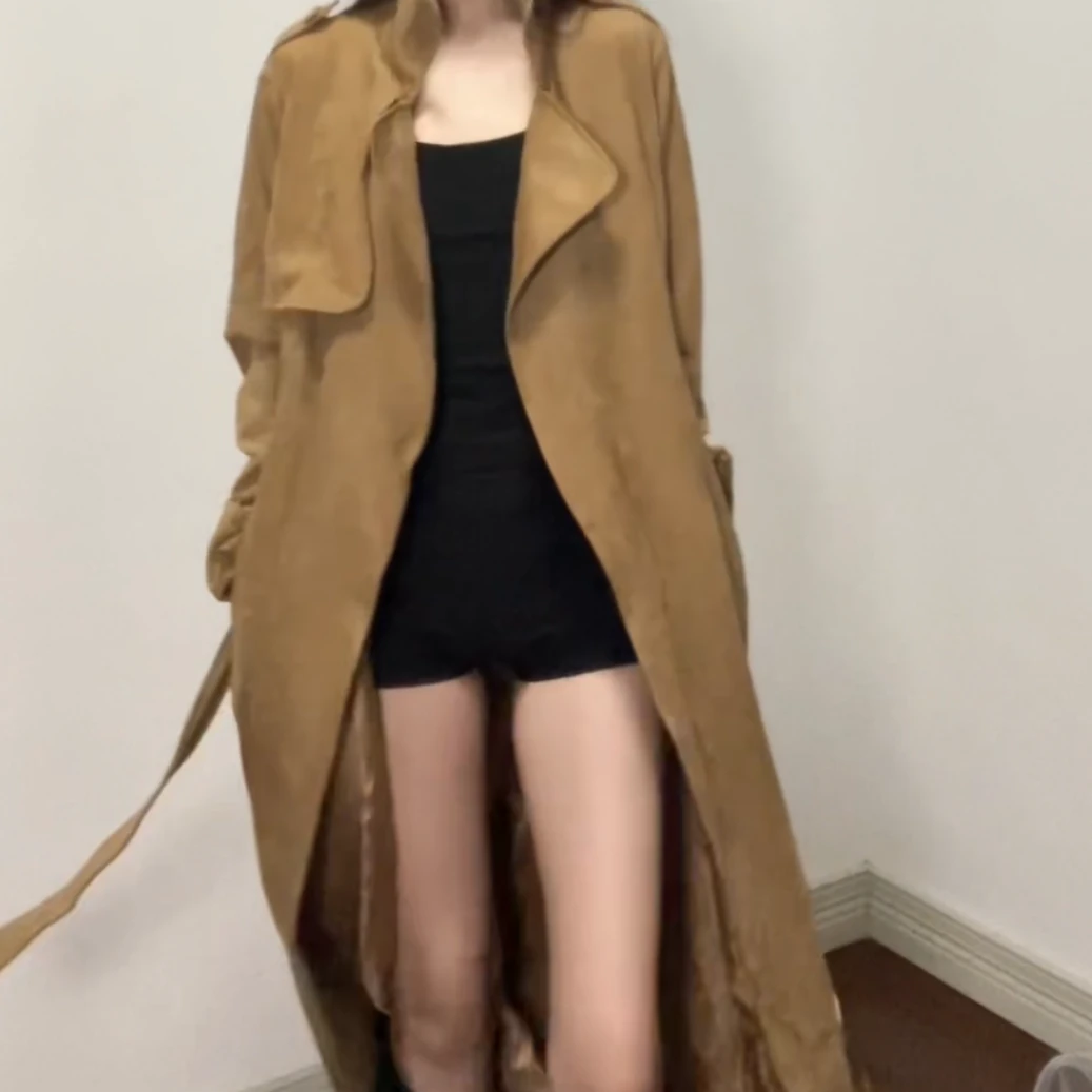 秋季新款鹿皮绒宽松气质美拉德色系风衣