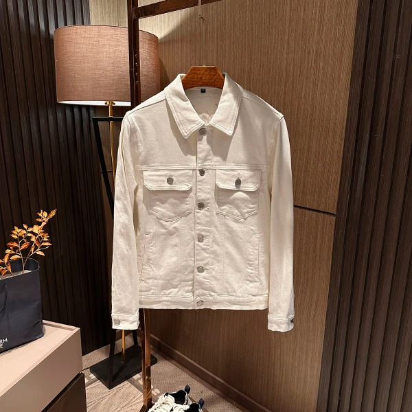 【匠心实穿 背后字母刺绣】秋季男士简约百搭纯色翻领修身牛仔夹克