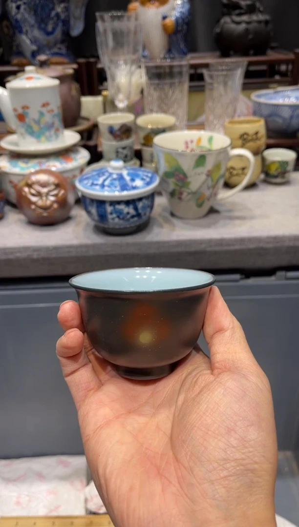 瓷片黑色常滑杯子