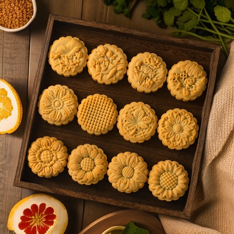 【阳光专属 】50克75克国潮系列月饼模具家用手压式立体花纹