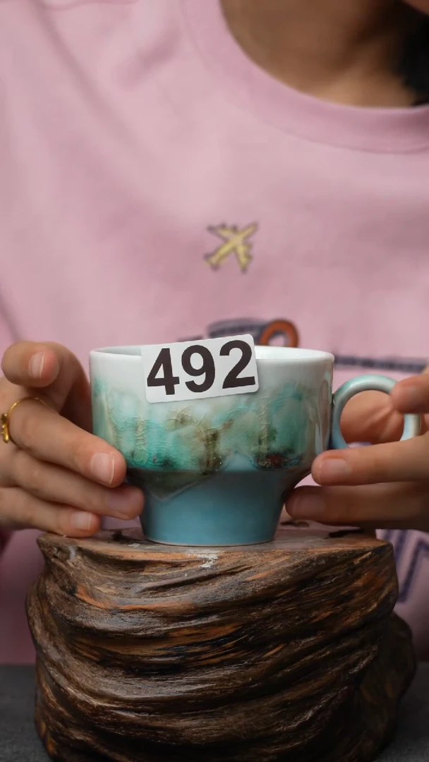 杯子陶492景德镇手创颜色釉杯（食品级）带冰裂纹
