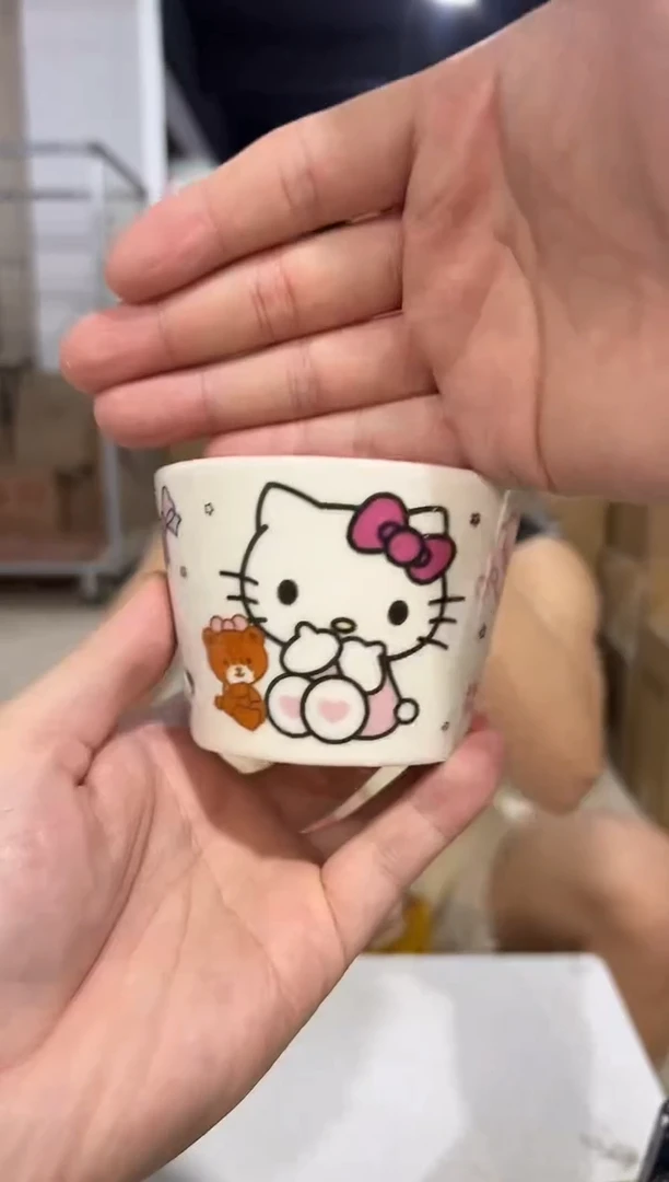 瓷片小号白色kt猫酸奶杯