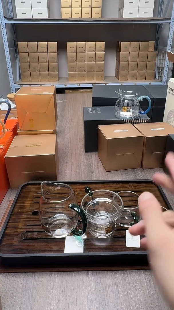 手工艺品玻璃禾器澄然茶海墨绿+奉珠滤网墨绿+清禾杯墨绿