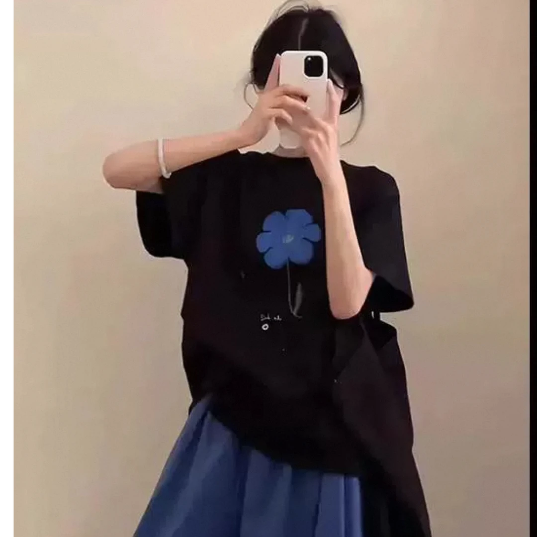 【晨浠定制】圆领时尚休闲印花夏季宽松T恤973