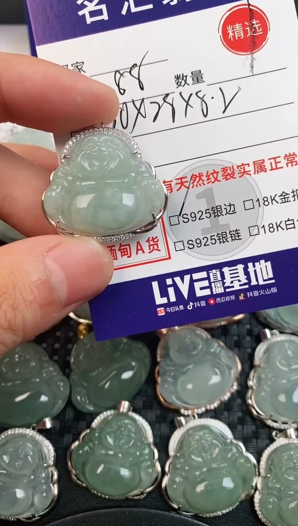 颈饰银S925镶嵌翡翠·