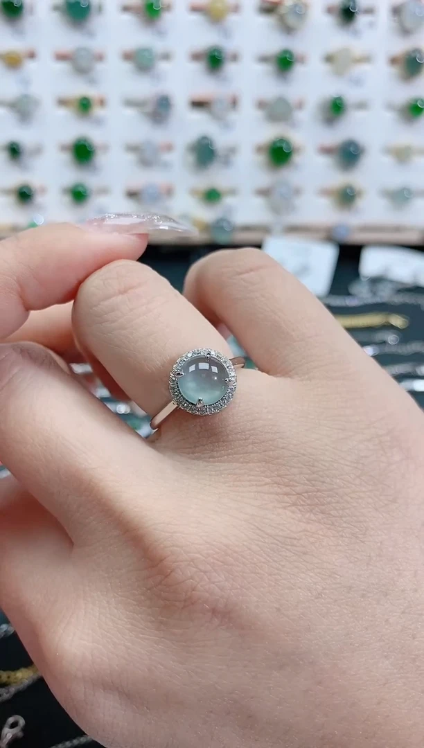 银S925镶嵌戒指翡翠天然翡翠