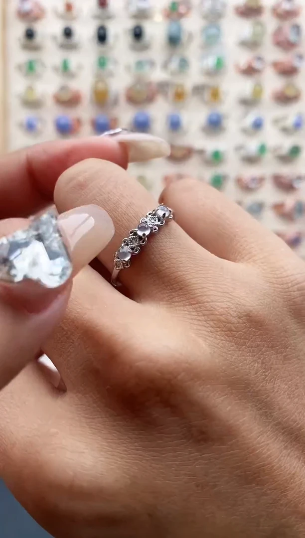 【闪购商品】翡翠戒指银S925镶嵌缅甸天然A货翡翠111  9+7