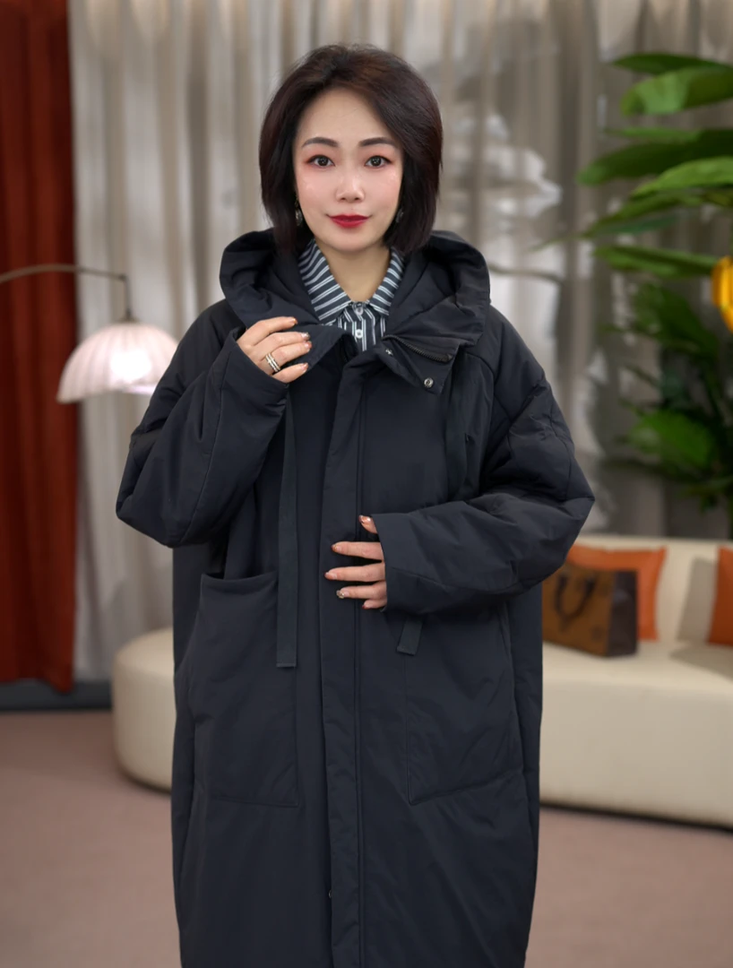 【玛瑞施】2025冬新品百搭时尚中长款加厚绵羊毛简约舒适外套 MF009