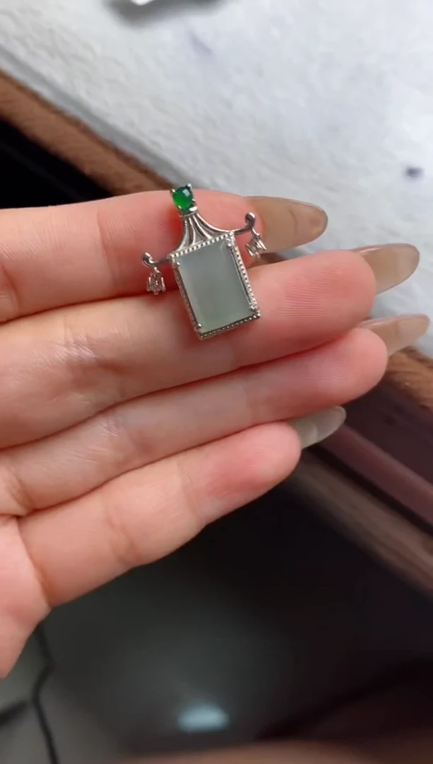 银S925镶嵌戒指翡翠忆*啊天然A货翡翠