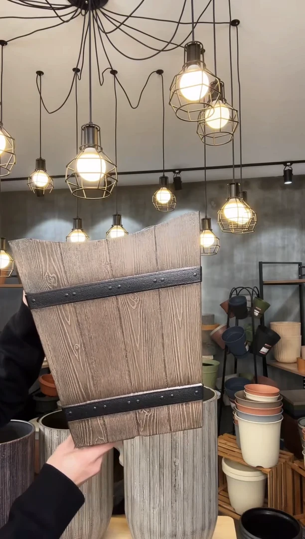 【闪购商品】塑料松木木桶松木色浅色4只装