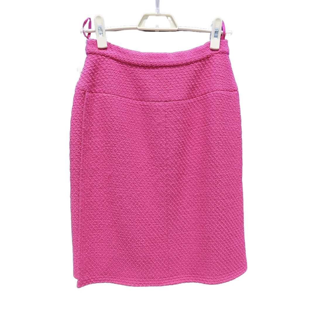 95新 Chanel/香奈儿 蔚蓝/玫红色粗花呢半身裙/38码/LZ902H992