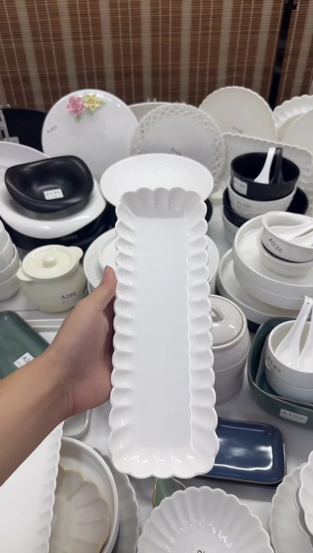 瓷【孤品】12寸菊花长条盘