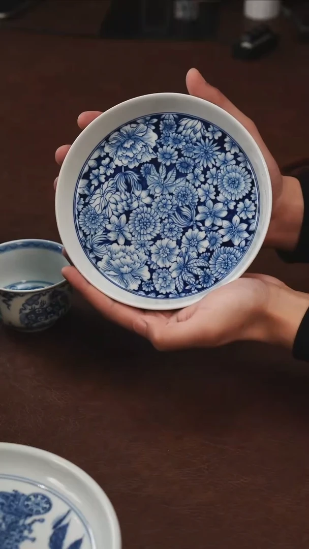 景德镇瓷器，青花瓷手绘茶具~