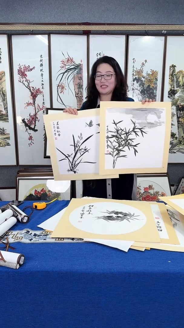 国画（兰花，梅花图）画芯 50*50