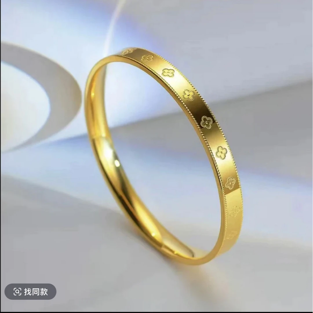 合金手镯 2025爆款【四叶草手镯】女士 时尚  大气 金色 经典