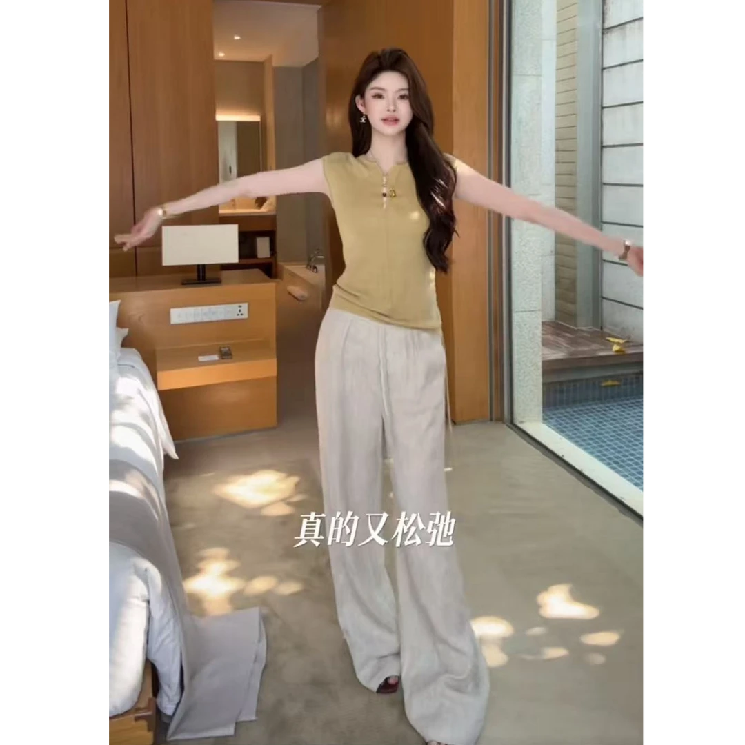 冰冰●「高定神裤」夏季时尚气质百搭显瘦百分百亚麻裤子BBC5KZ2799