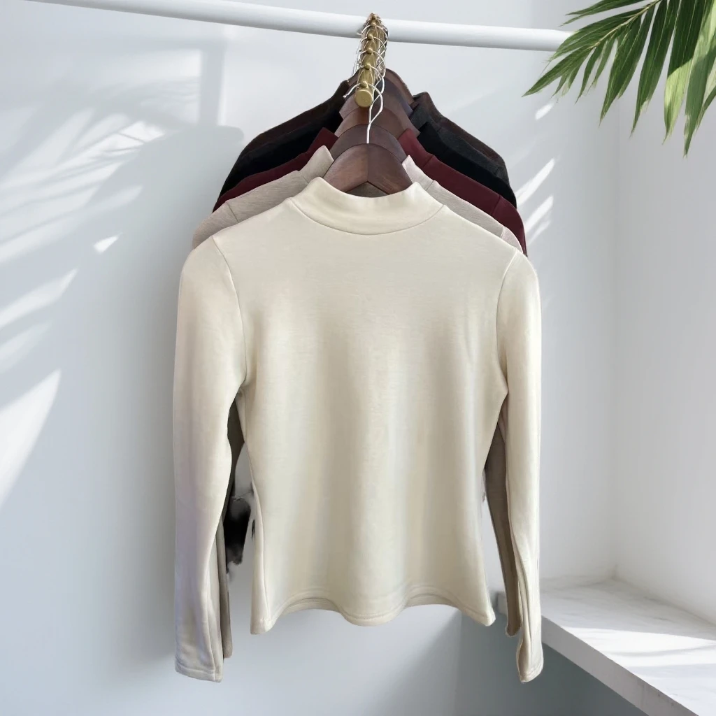 2025新款女士纯色百搭显瘦秋冬针织打底衫半高领内搭可外穿爆款