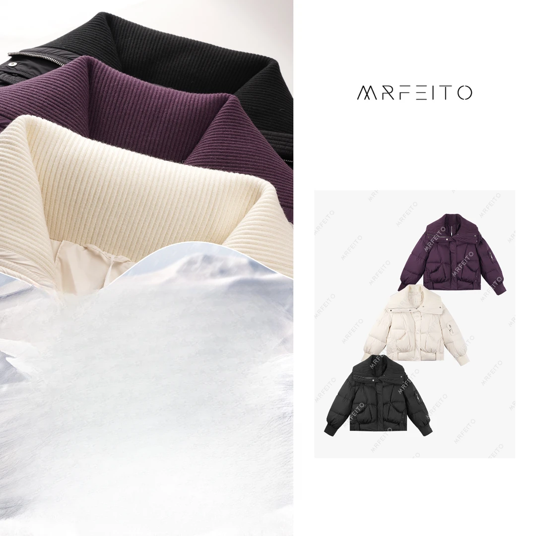 保暖舒适拼接针织纯色休闲羽绒服H106YR01D30323