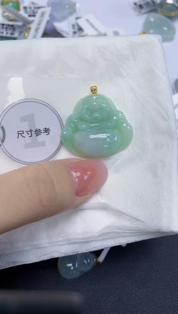 颈饰18K金镶嵌翡翠天然缅甸翡翠A货多样性发一件