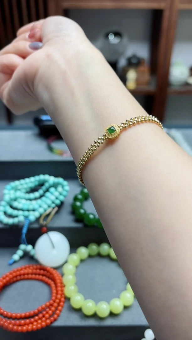 【闪购商品】翡翠手链18K金镶嵌18k金翡翠手链ZX