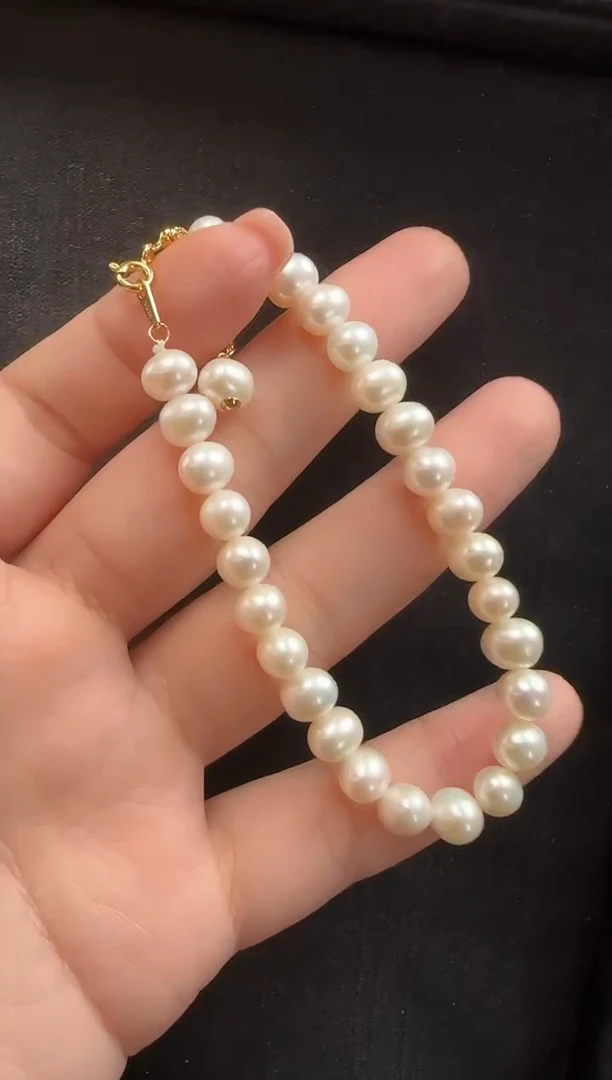 银S925镶嵌手链淡水珍珠927珍珠一条