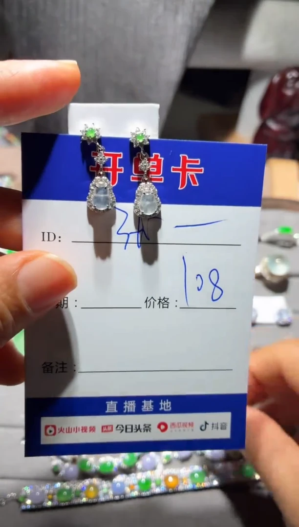 银S925镶嵌翡翠耳饰张*雨 张铭雨