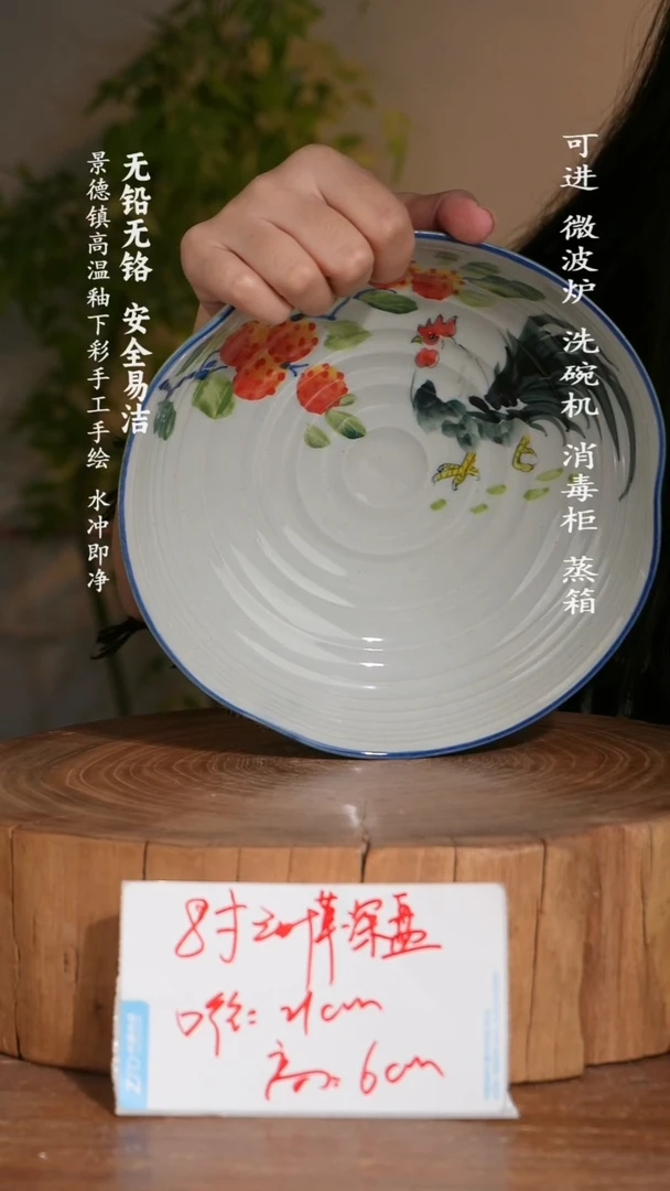 碗陶瓷景德镇高温瓷釉下彩手绘陶瓷