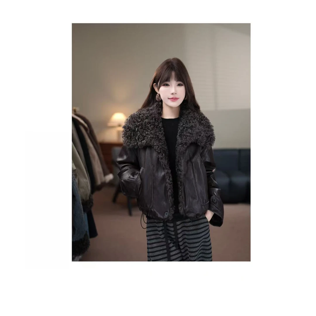 珩绣【90白鸭绒】2025冬季新款高级感毛领皮羽绒服  A280678