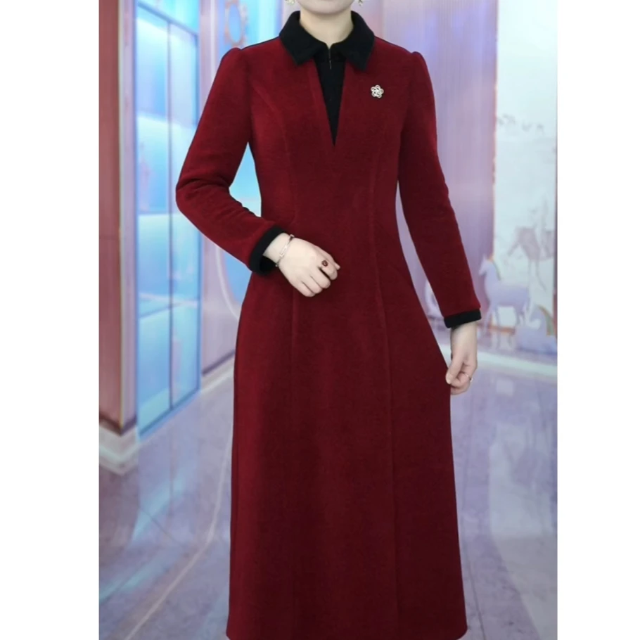 2024冬季新款连衣裙时尚洋气收腰显瘦遮肉裙子气质