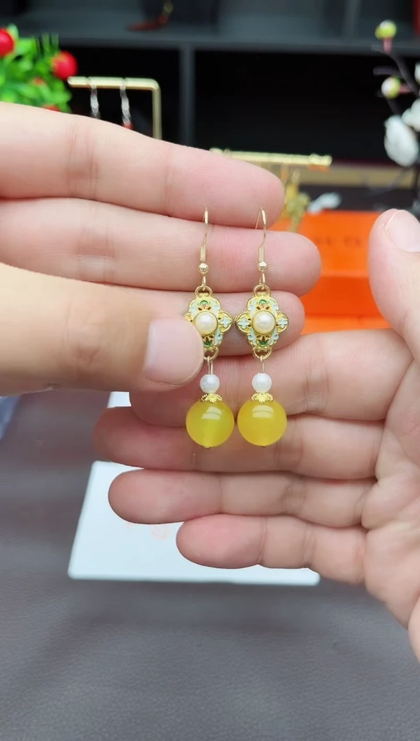 玛瑙/玉髓耳饰银S925镶嵌330000
