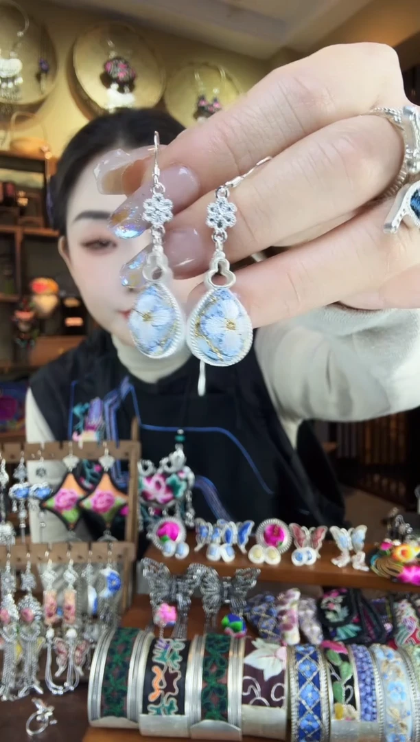 刺绣非遗刺绣民族风耳环