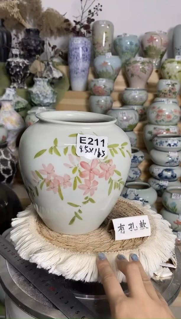 景德镇瓷韵陶瓷花盆  E211 手工制品 完美主义者慎拍