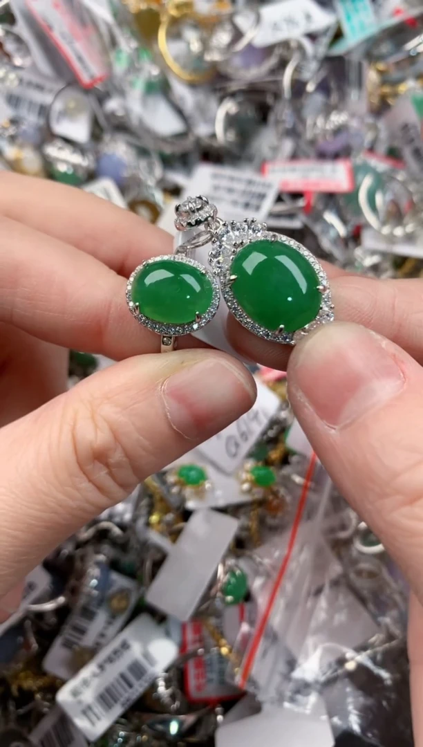 银S925镶嵌戒指翡翠15   10