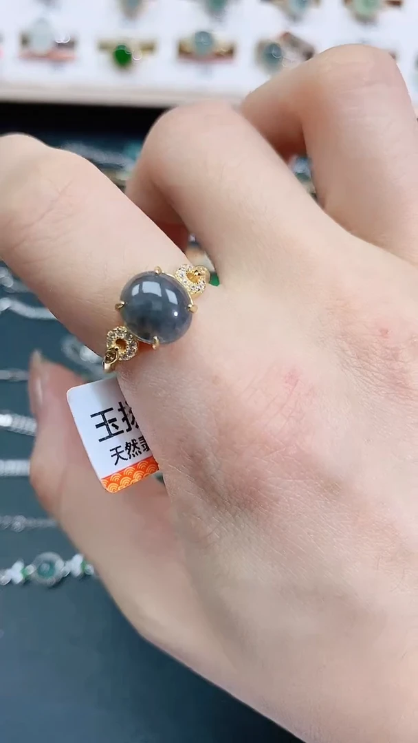 银S925镶嵌戒指翡翠天然翡翠