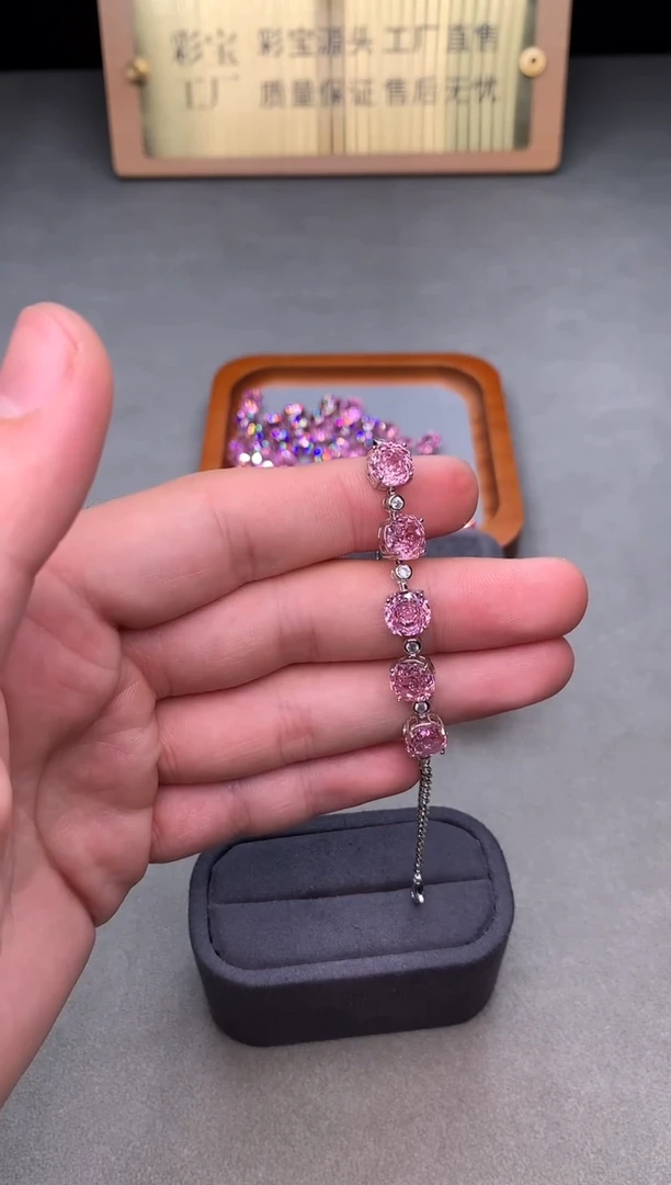 银S925镶嵌手链碧玺2222