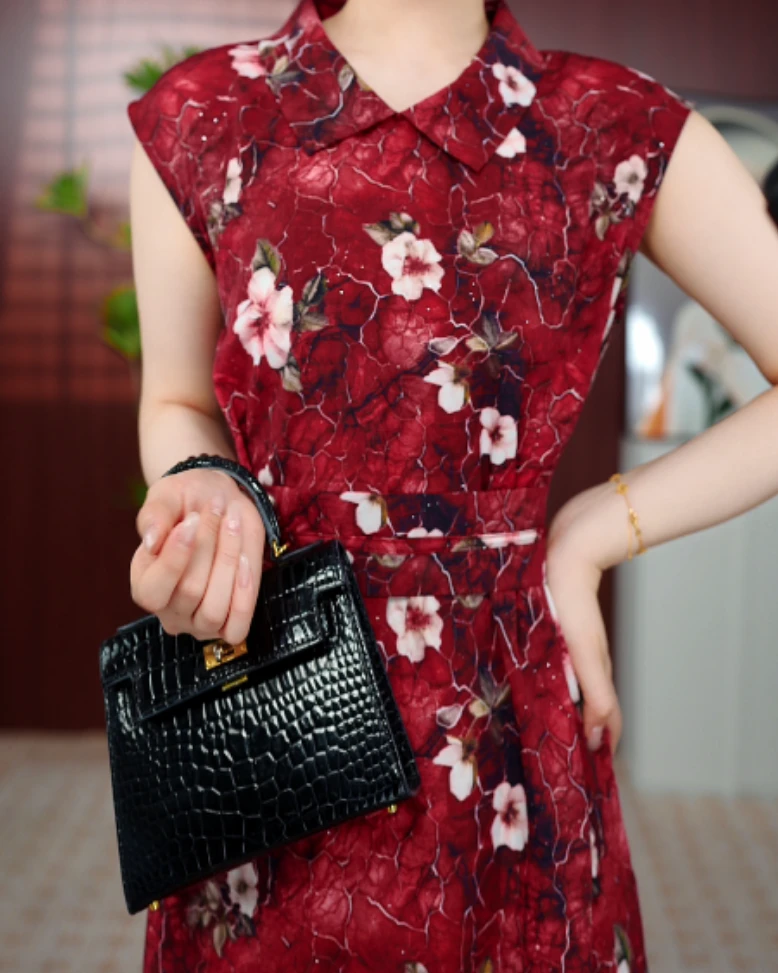 【送腰封】专柜上新花好月圆气质减龄百搭显瘦连衣裙E-1014